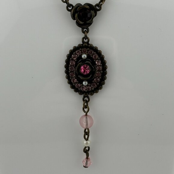 Vintage Style Pink & Purple Flower Necklace - Picture 2 of 5
